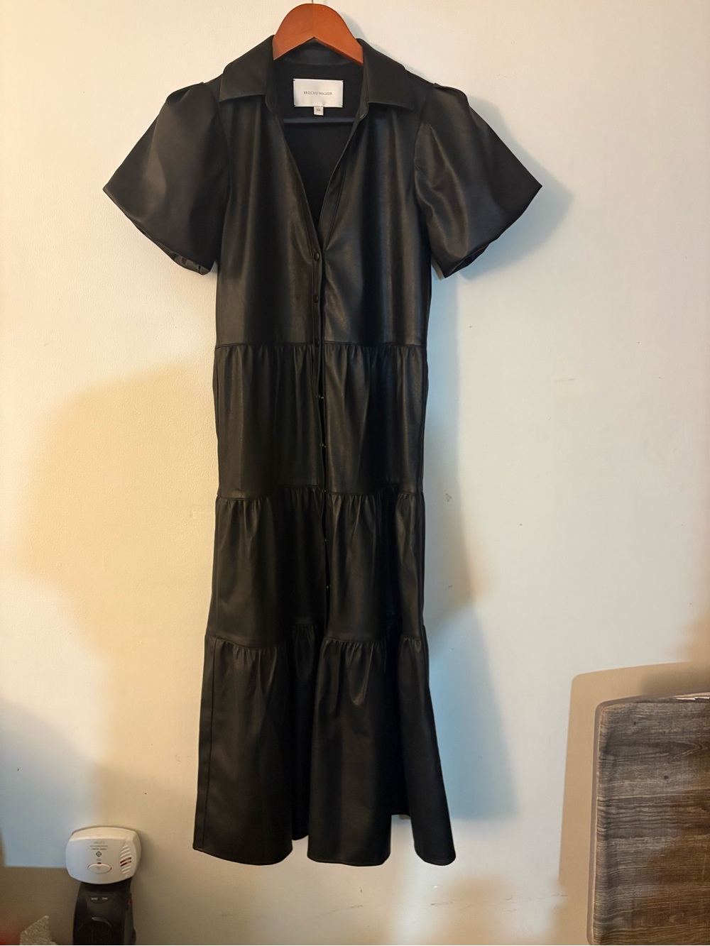 Brochu Walker Black Vegan Leather Havana Midi Dress